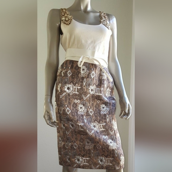 *$4,300 OSCAR DE LA RENTA STUNNING SILVER METALLIC RUNWAY SKIRT SUIT 0 4 S - Picture 8 of 15